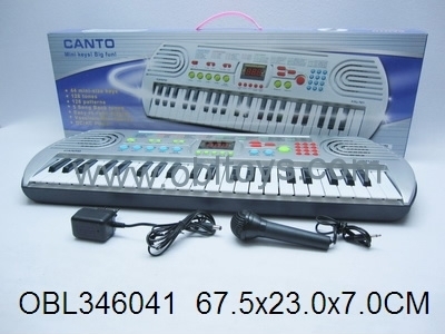 欧宝龙玩具44键多功能电子琴 银色炫光伴唱新体验